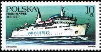 (1986-018) Марка Польша "Морской паром 'Вавель'"    Польское Балтийское судоходство III O